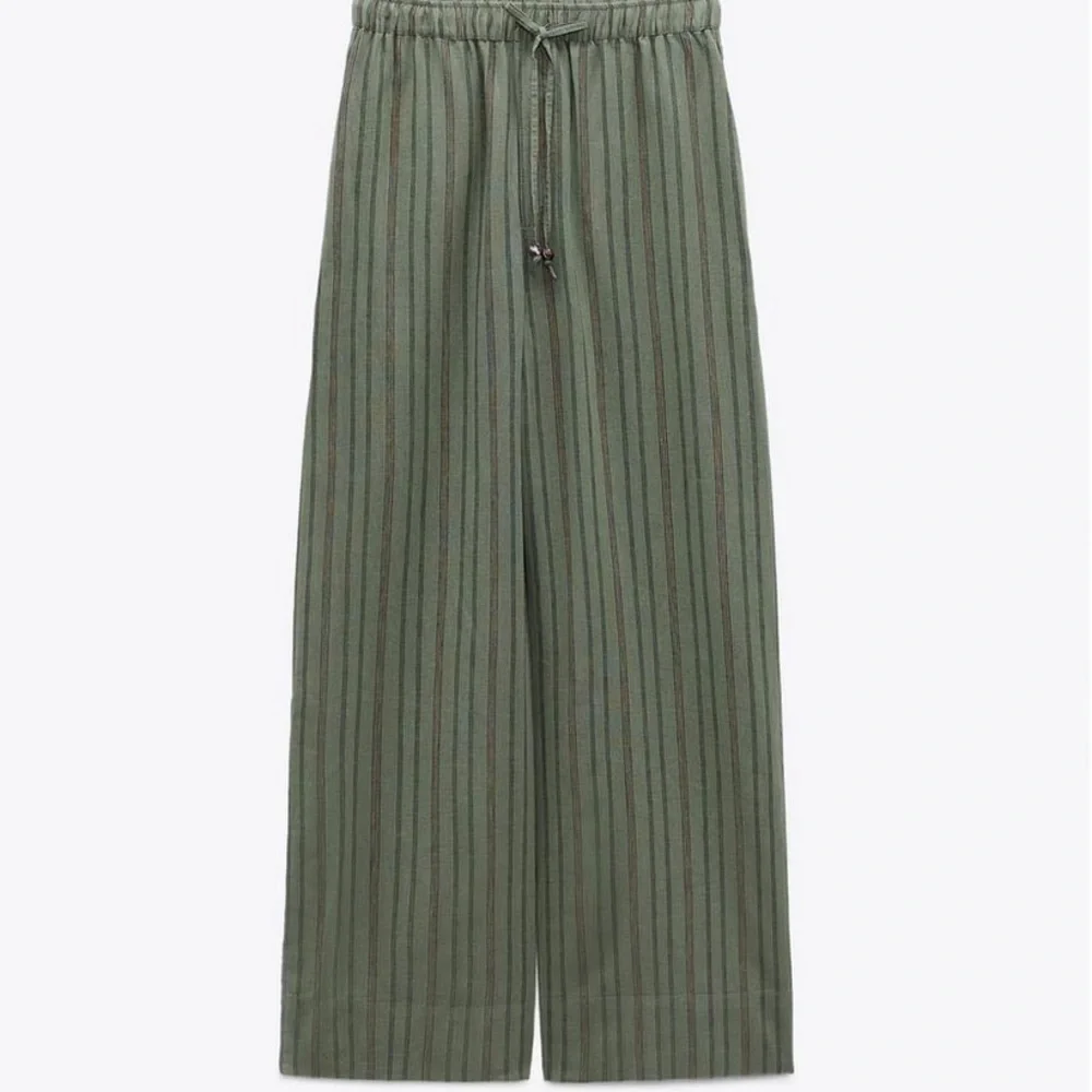 Zara Striped Linen & Cotton Blend Long Pants Bottom Size‎ M NWOT